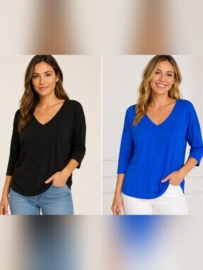 Express One Eleven V-Neck Tops 2-Pack Medium
